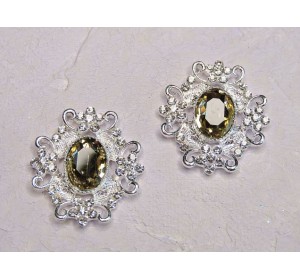 Серединка ювелирная, цв. серебро/светло-коричневый - 1 шт