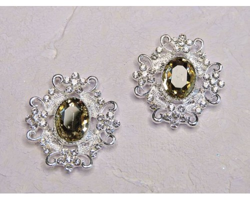 Серединка ювелирная, цв. серебро/светло-коричневый - 1 шт