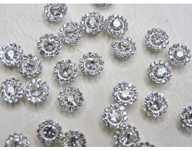 Кабошон флоризель пришивные, металл 8 мм "Цветочек", цв. серебро - 1 шт.