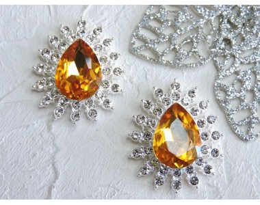 Серединка ювелирная, цв. серебро/кзолото  - 1 шт