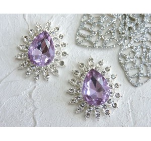 Серединка ювелирная, цв. серебро/фиолетовый  - 1 шт