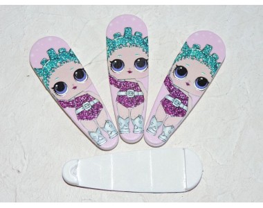 Кабошон-вырубка для заколки "Лол с зелеными волосами" 55 мм - 1 шт