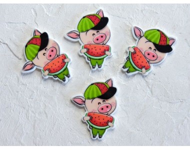 Кабошон-вырубка "Поросенок" 3*3,5 см - 1 шт.