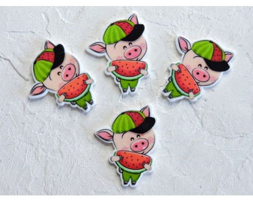 Кабошон-вырубка "Поросенок" 3*3,5 см - 1 шт.