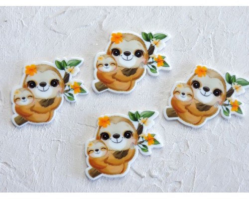 Кабошон-вырубка "Ленивец" 3*4 см - 1 шт.