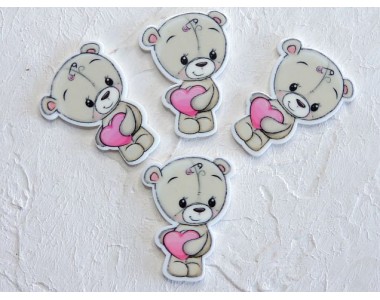 Кабошон-вырубка "Мишка с сердечком" 2,7*3,7 см - 1 шт.