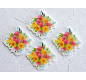 Кабошон-вырубка "Цветочки" 3,8*3,7 см - 1 шт.