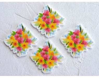 Кабошон-вырубка "Цветочки" 3,8*3,7 см - 1 шт.