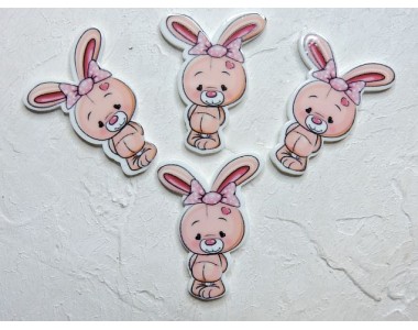 Кабошон-вырубка "Зайчик с бантиком" 2,7*3,5 см - 1 шт.