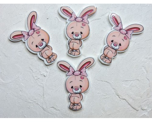 Кабошон-вырубка "Зайчик с бантиком" 2,7*3,5 см - 1 шт.