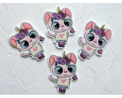 Кабошон-вырубка "Котенок единорог"2,4*3,5 см - 1 шт.