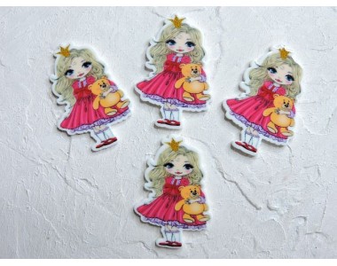 Кабошон-вырубка "Девочка с мишкам" 2,7*3,8 см - 1 шт