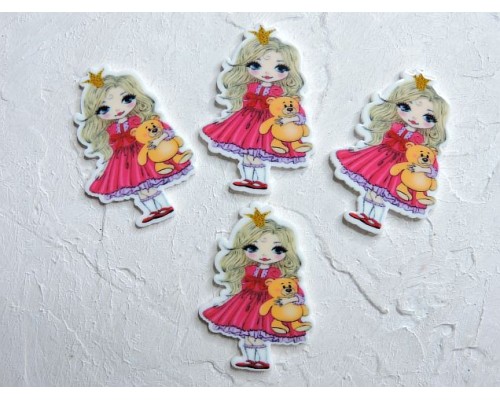 Кабошон-вырубка "Девочка с мишкам" 2,7*3,8 см - 1 шт