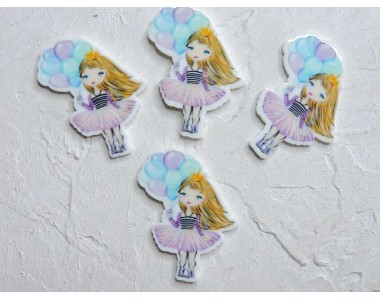 Кабошон-вырубка "Девочка с шариками" 2,7*3,7 см - 1 шт