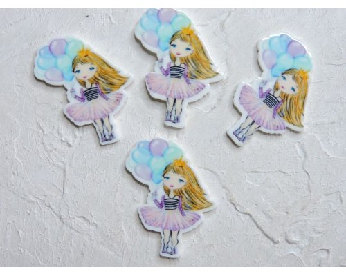 Кабошон-вырубка "Девочка с шариками" 2,7*3,7 см - 1 шт