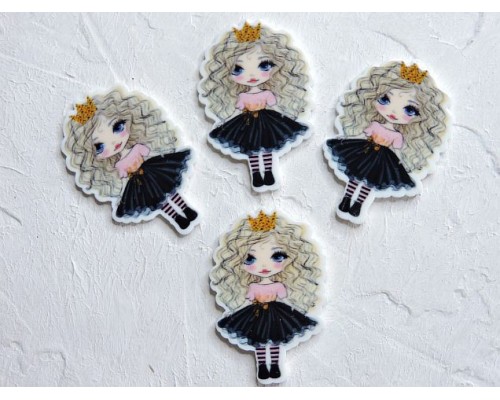 Кабошон-вырубка "Девочка в юбочке" 2,5*3,8 см - 1 шт