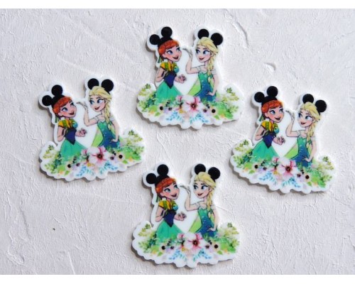 Кабошон-вырубка "Эльза и Анна" 3,3*3,2 см - 1 шт