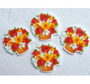 Кабошон-вырубка "Цветочки" 3,2*3,2 см - 1 шт