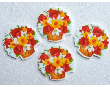 Кабошон-вырубка "Цветочки" 3,2*3,2 см - 1 шт