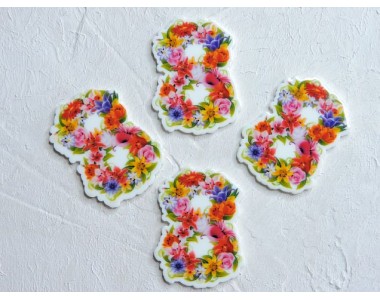 Кабошон-вырубка "Восьмерка из цветов" 2,7*3,7 см - 1 шт