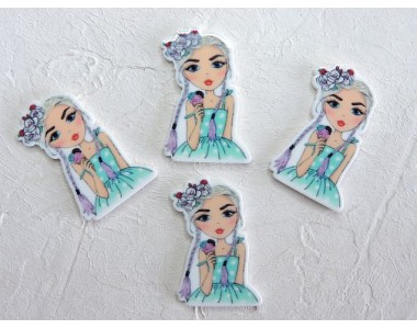 Кабошон-вырубка "Девочка", 2,7*3,6 см - 1 шт