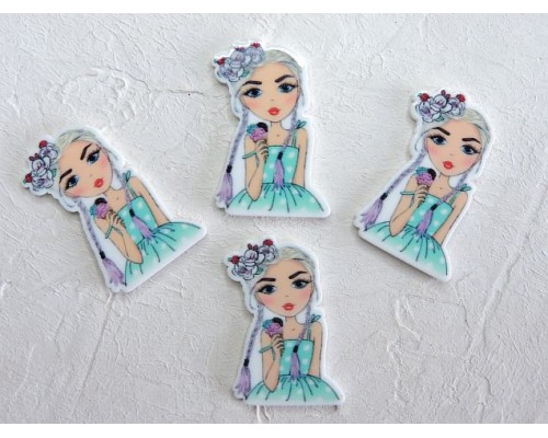 Кабошон-вырубка "Девочка", 2,7*3,6 см - 1 шт