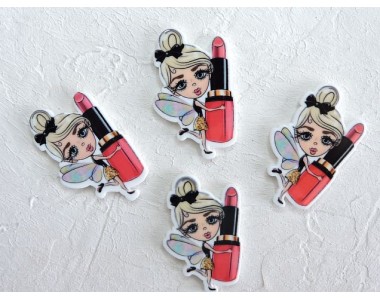 Кабошон-вырубка "Фея с помадай", 2,3*4,0 см - 1 шт