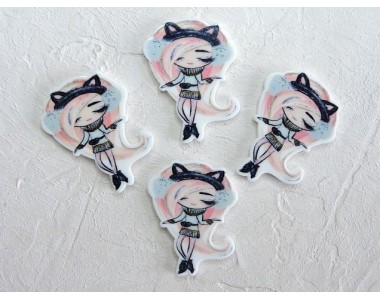 Кабошон-вырубка "Девочка кошечка", 2,8*3,8 см - 1 шт
