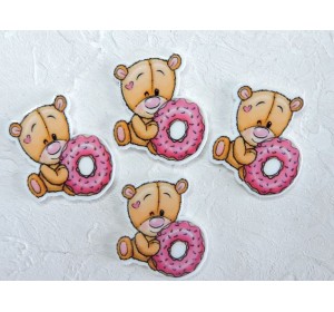Кабошон-вырубка "Мишка с пончиком" 3,0*3,5 см - 1 шт