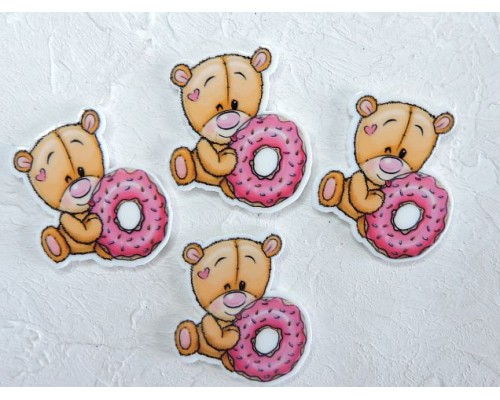 Кабошон-вырубка "Мишка с пончиком" 3,0*3,5 см - 1 шт
