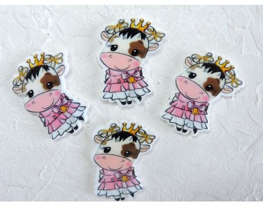 Кабошон-вырубка "Коровка",2,8*3,6 см - 1 шт