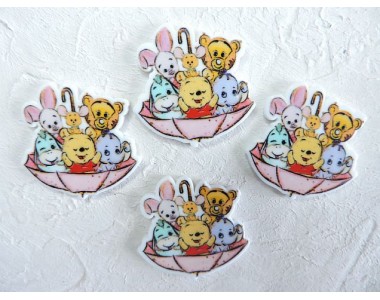 Кабошон-вырубка "Вини-Пух и друзья" 3,3*3,2 см - 1 шт
