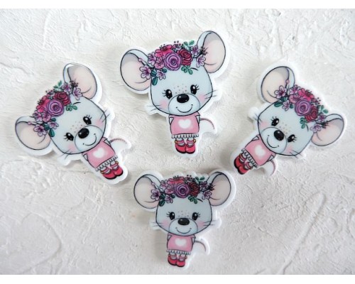 Кабошон-вырубка "Мышка" 3,0*3,5 см - 1 шт
