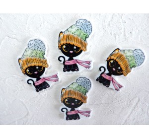 Кабошон-вырубка "Котенок черный" 2,5*3,7 см - 1 шт