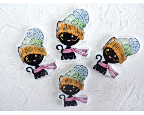 Кабошон-вырубка "Котенок черный" 2,5*3,7 см - 1 шт