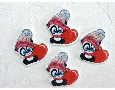 Кабошон-вырубка "Пандочка" 3,2*3,7 см - 1 шт