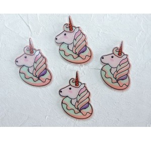 Кабошон-вырубка "Единорог с блестками" 3,9*3,0 см - 1 шт