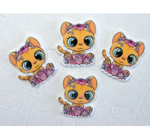 Кабошон-вырубка "Котенок с цветочками" 2,8*3,2 см - 1 шт