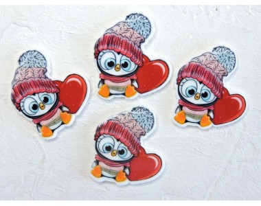 Кабошон-вырубка "Пингвинчик" 3,5*3,7 см - 1 шт