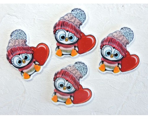 Кабошон-вырубка "Пингвинчик" 3,5*3,7 см - 1 шт