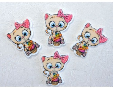 Кабошон-вырубка "Котенок с бантиком" 2,7*3,5 см - 1 шт