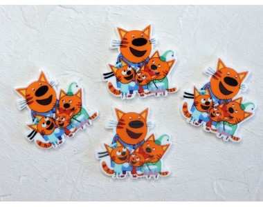 Кабошон-вырубка "Три кота" 3,3*3,2 см - 1 шт