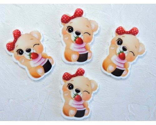 Кабошон-вырубка "Мишка" 2,6*3,7 см - 1 шт