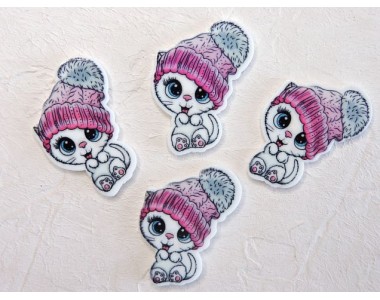 Кабошон-вырубка "Котенок белый" 3,0*4,0 см - 1 шт