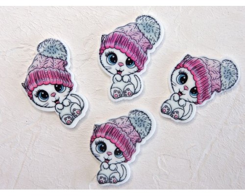 Кабошон-вырубка "Котенок белый" 3,0*4,0 см - 1 шт