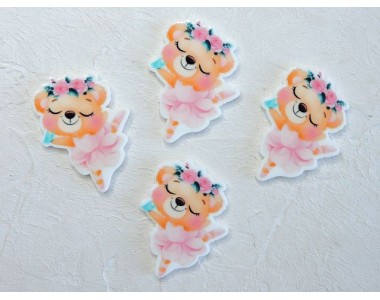 Кабошон-вырубка "Мишка-балерина" 2,8*3,7 см - 1 шт