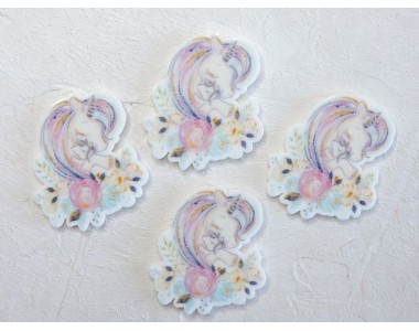 Кабошон-вырубка "Единорожки" 3,2*3,7 см - 1 шт