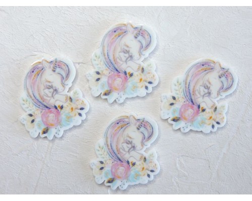 Кабошон-вырубка "Единорожки" 3,2*3,7 см - 1 шт
