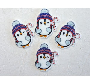 Кабошон-вырубка "Пингвинчик в шапочке" 3,2*3,7 см - 1 шт