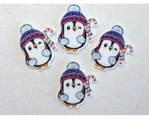 Кабошон-вырубка "Пингвинчик в шапочке" 3,2*3,7 см - 1 шт